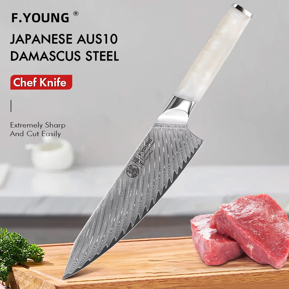 F.YOUNG 8" Japanese Damascus Chef Knife
