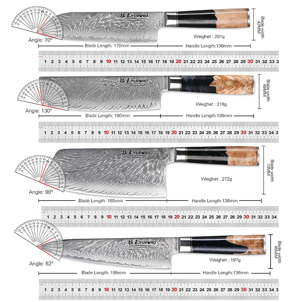 TURWHO 1PC Damascus Kitchen Chef Knifes