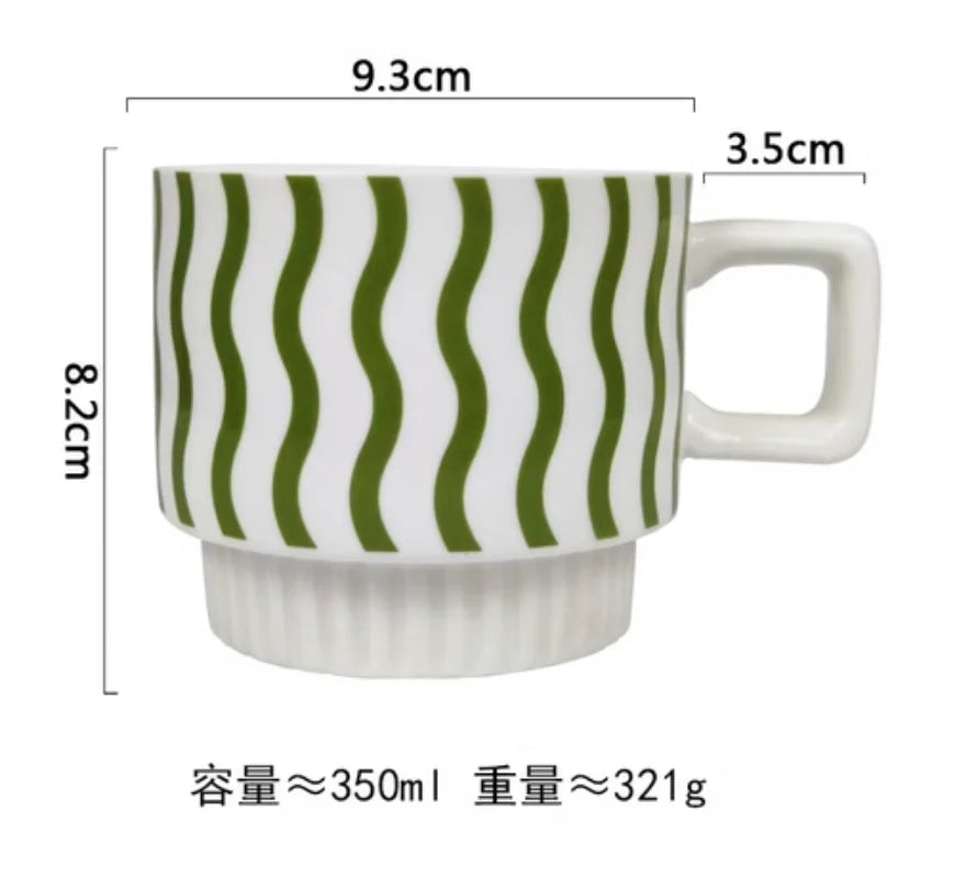 Nordic Chessboard Ceramic Plate Black-and-white Mug
