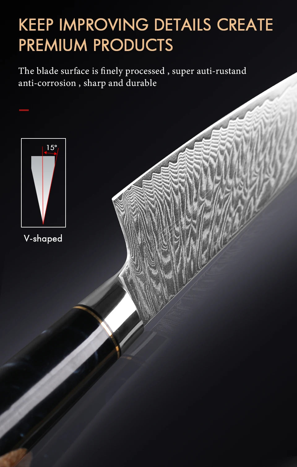 TURWHO 1PC Damascus Kitchen Chef Knifes