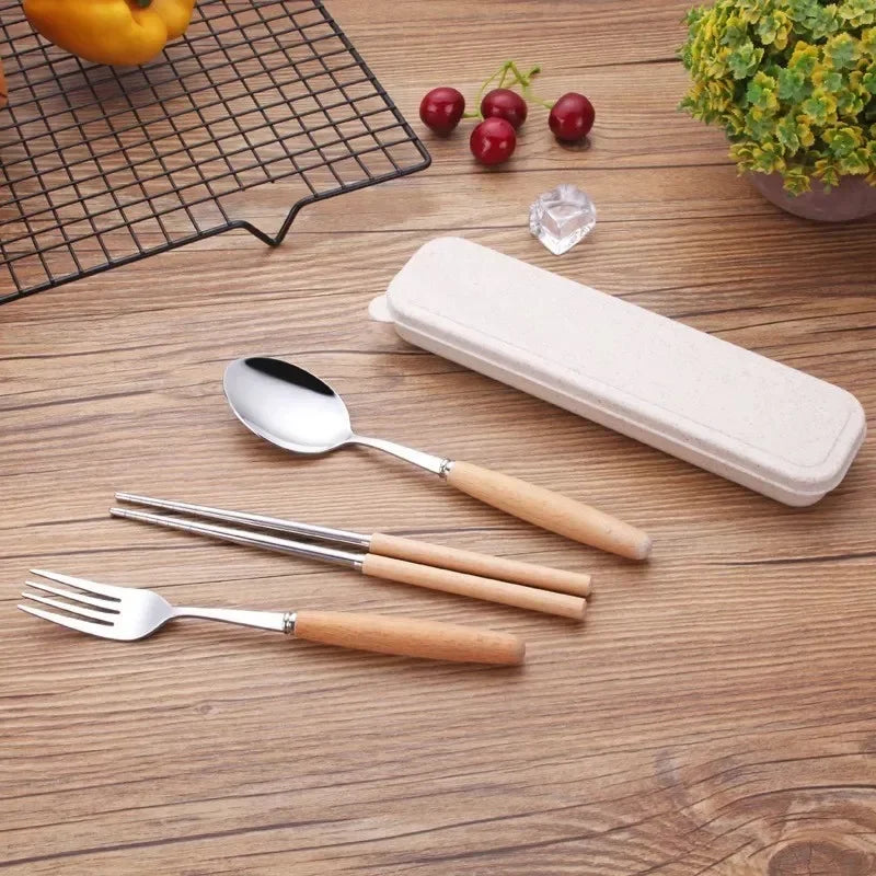 Stainless steel tableware three-piece set