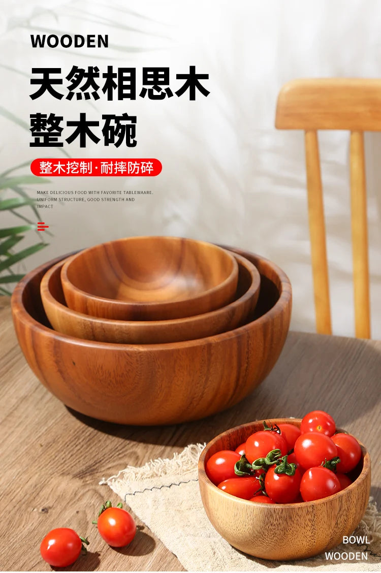 Acacia Wood Salad Wood Bowl
