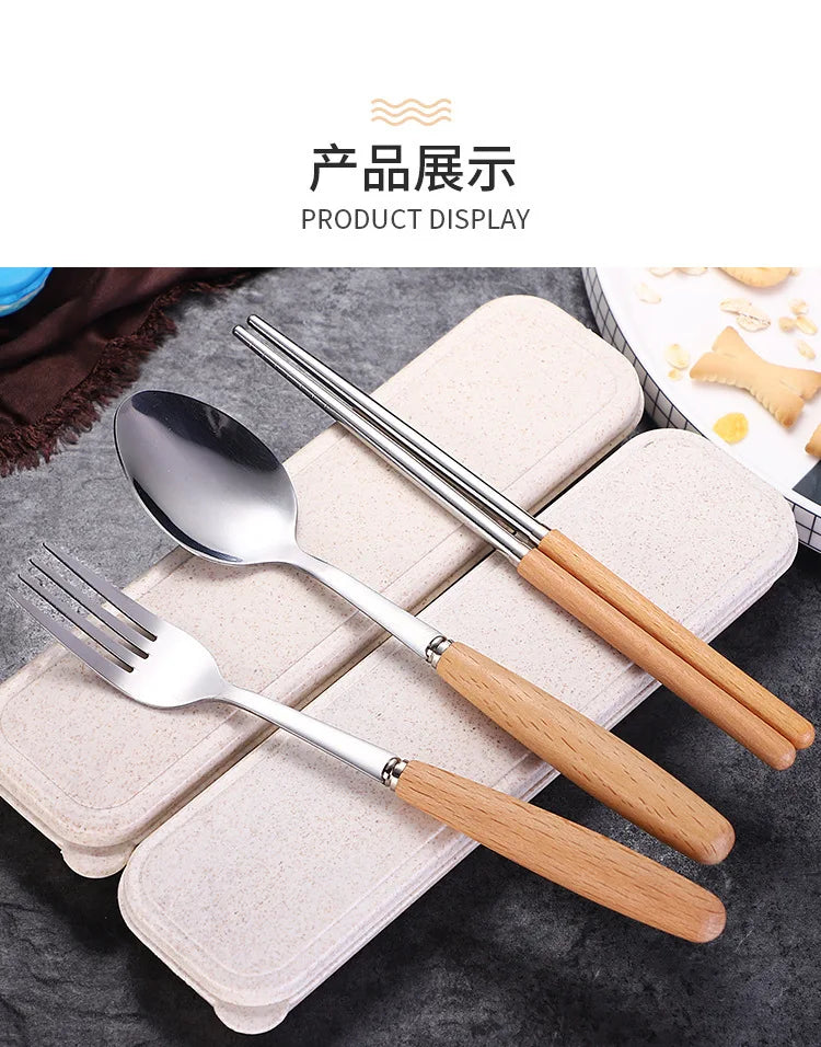 Stainless steel tableware three-piece set