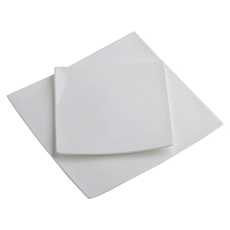 Pure White Square Bone China Steak Plate