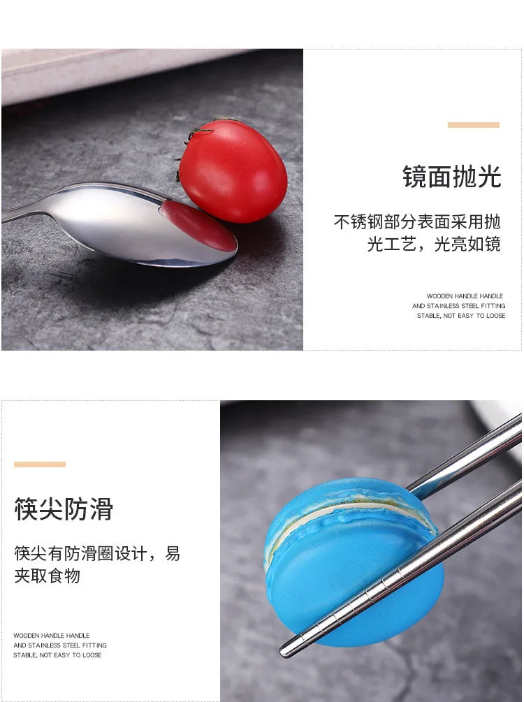 Stainless steel tableware three-piece set
