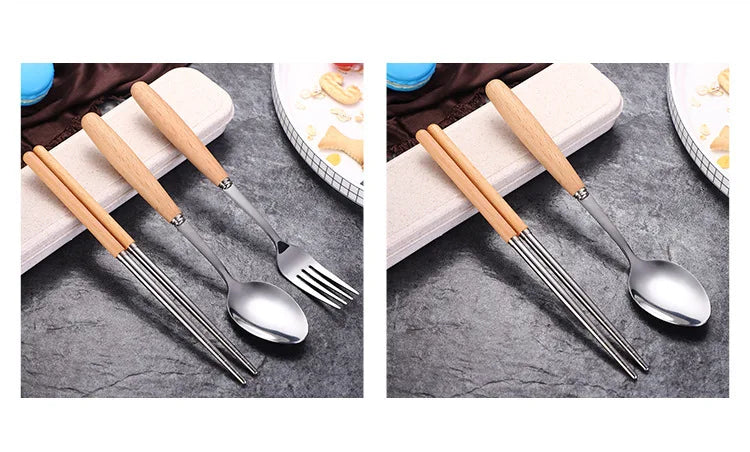 Stainless steel tableware three-piece set