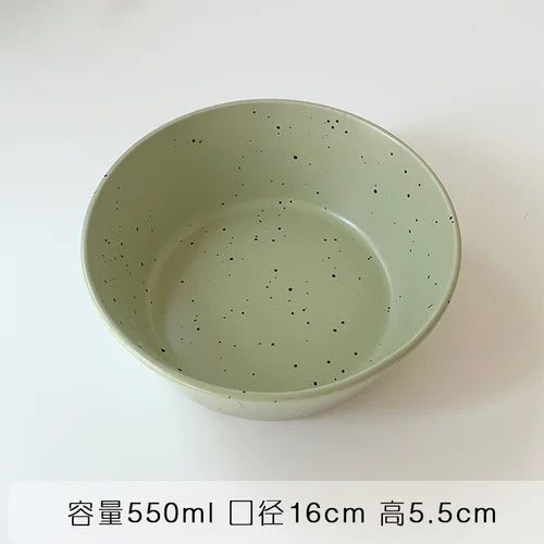 Retro Style Matte Green Ink Splashing Ceramic Tableware