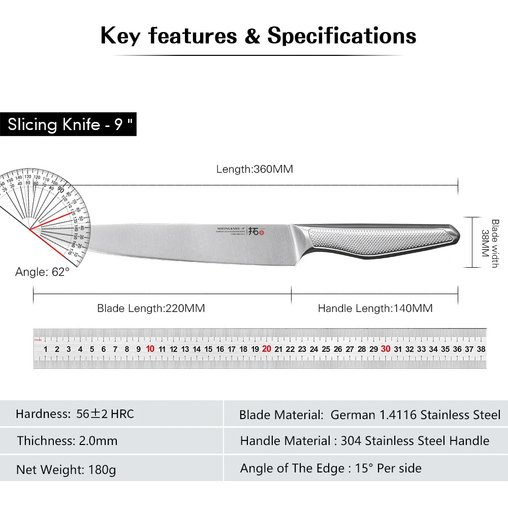TURWHO German 1.4116 Steel Profesional Kitchen Chef Knives