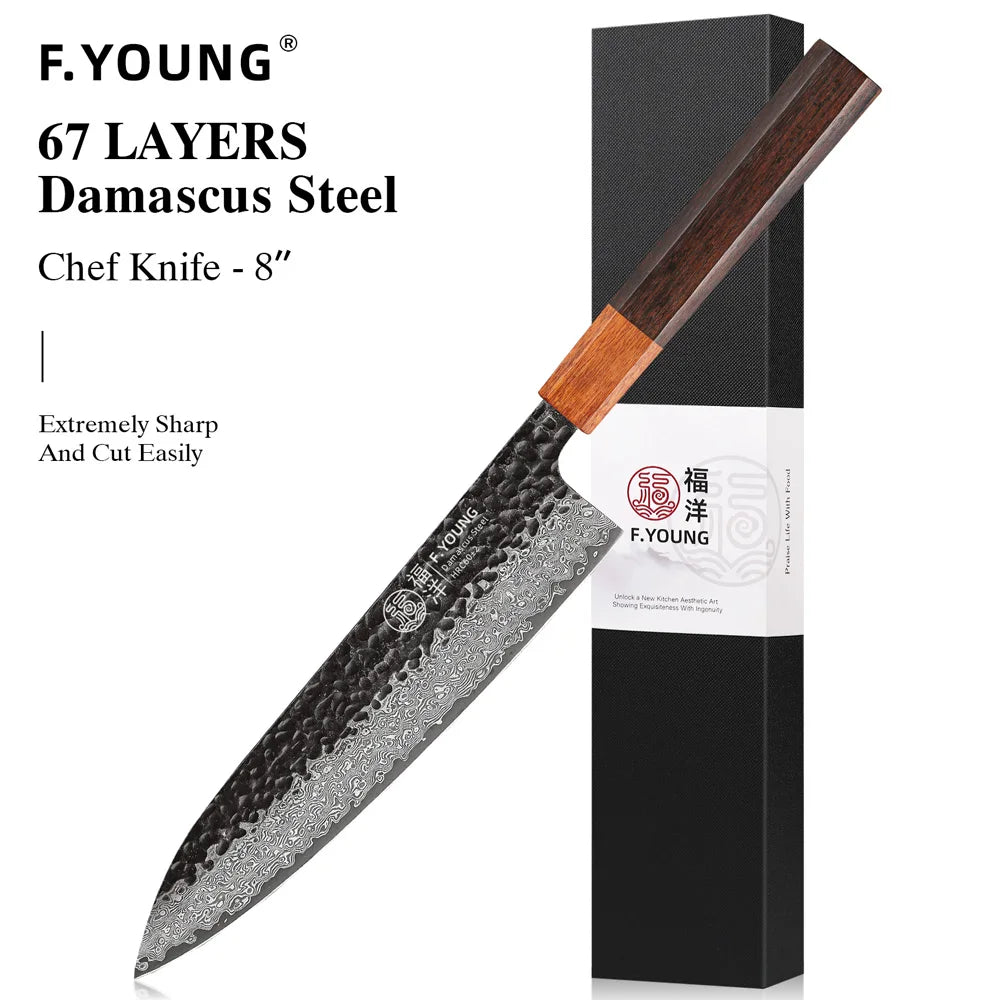 F.YOUNG Hand-Forged Japanese Damascus Chef Knife