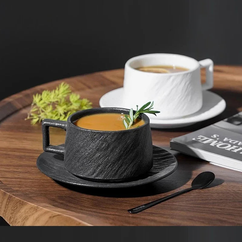 Japanese-style Rock Sand Ceramic Coffee Cup Set