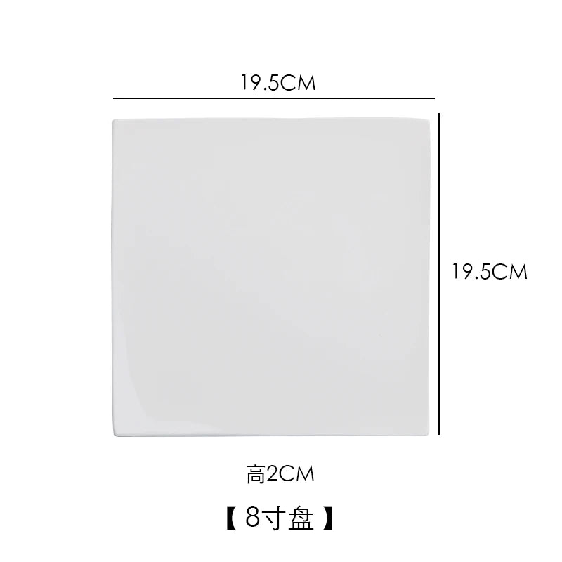 Pure White Square Bone China Steak Plate
