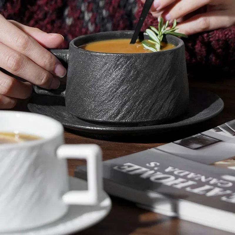 Japanese-style Rock Sand Ceramic Coffee Cup Set