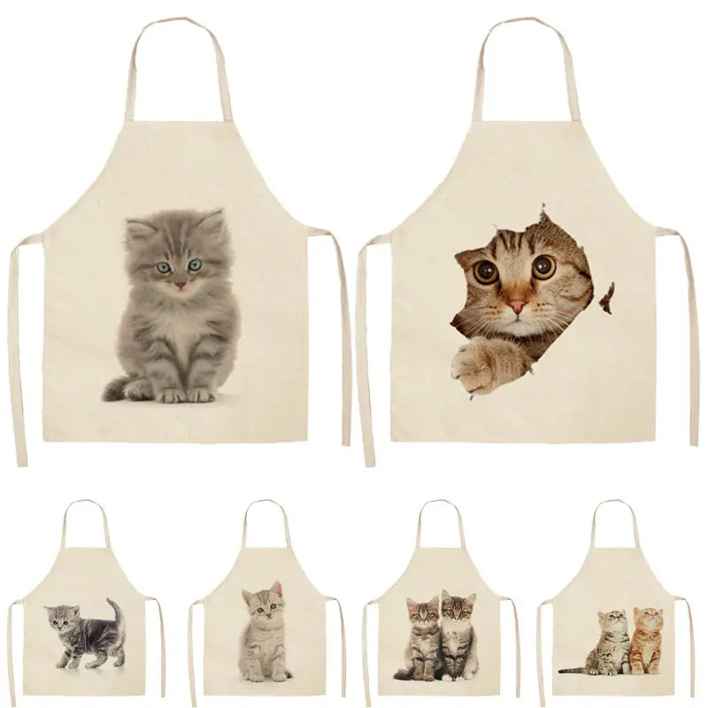 Cute cat printed apron