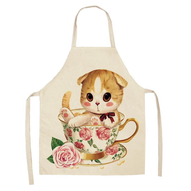 Cute cat printed apron