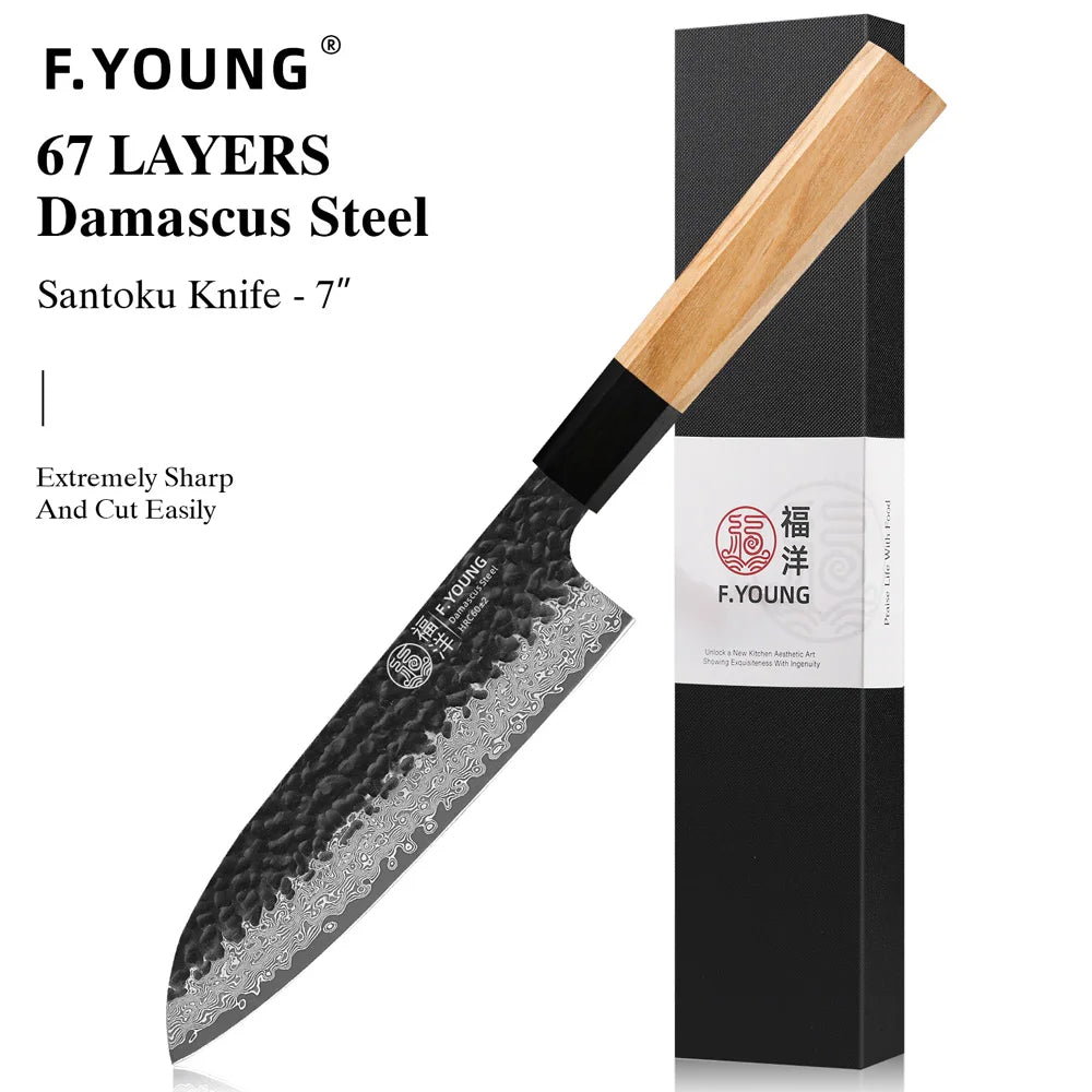 F.YOUNG Hand-Forged Damascus Steel Chef Knife
