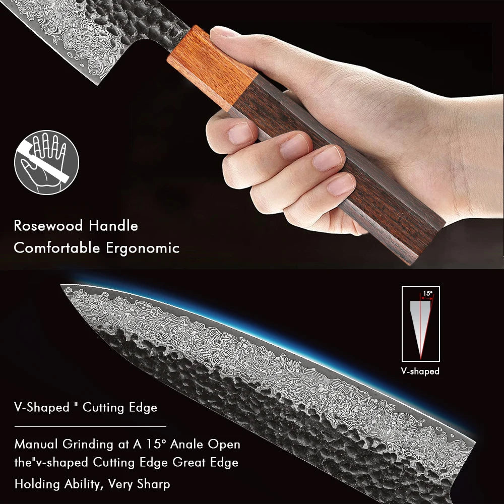 F.YOUNG Hand-Forged Japanese Damascus Chef Knife