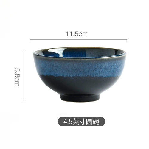 Japanese Blue Kiln Change Ceramic Tableware