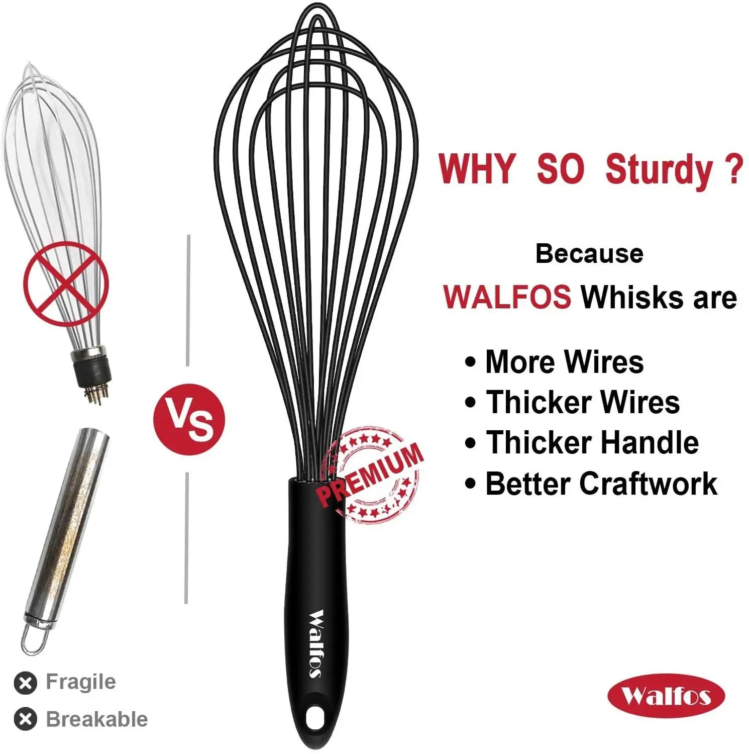 WALFOS 3-in-1 Rotating Manual Whisk Set